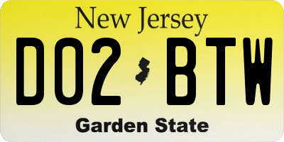NJ license plate D02BTW