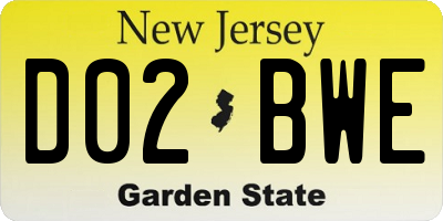 NJ license plate D02BWE