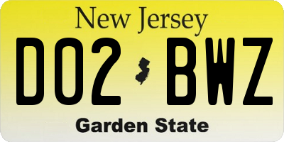 NJ license plate D02BWZ