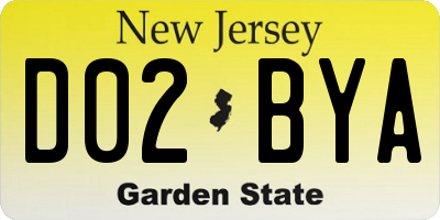 NJ license plate D02BYA