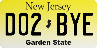 NJ license plate D02BYE