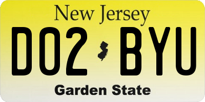 NJ license plate D02BYU