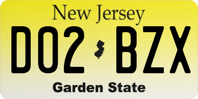 NJ license plate D02BZX