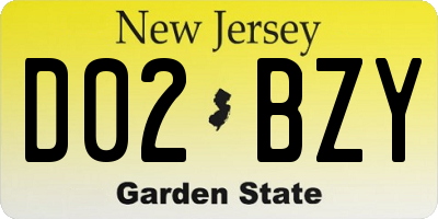 NJ license plate D02BZY
