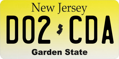 NJ license plate D02CDA