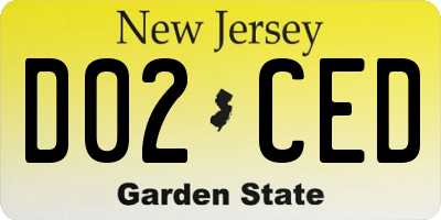 NJ license plate D02CED