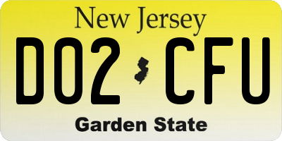 NJ license plate D02CFU
