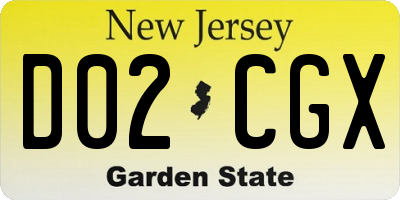 NJ license plate D02CGX