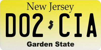 NJ license plate D02CIA