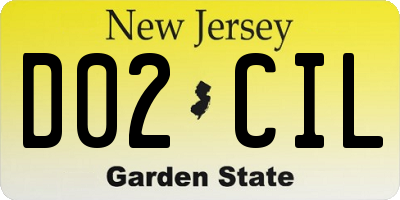NJ license plate D02CIL