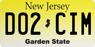 NJ license plate D02CIM