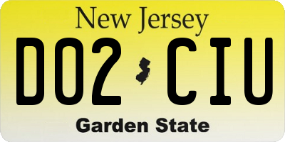 NJ license plate D02CIU