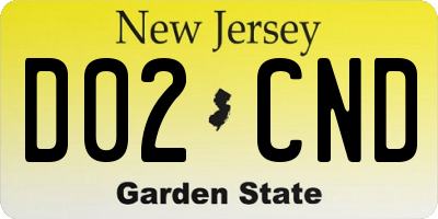 NJ license plate D02CND