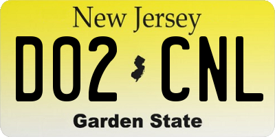 NJ license plate D02CNL