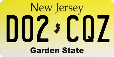 NJ license plate D02CQZ