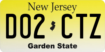 NJ license plate D02CTZ