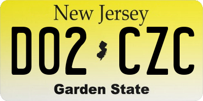 NJ license plate D02CZC