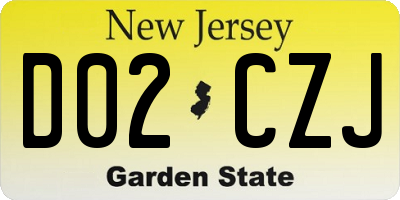 NJ license plate D02CZJ