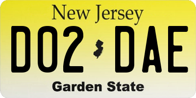 NJ license plate D02DAE