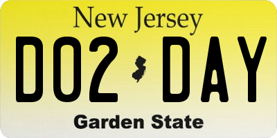 NJ license plate D02DAY