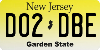 NJ license plate D02DBE