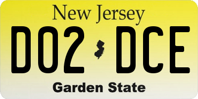 NJ license plate D02DCE
