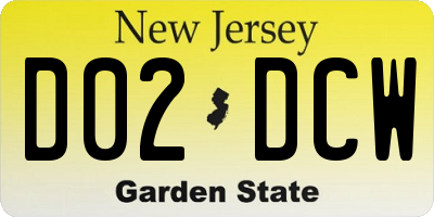 NJ license plate D02DCW