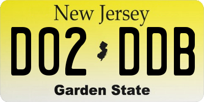 NJ license plate D02DDB