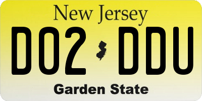 NJ license plate D02DDU