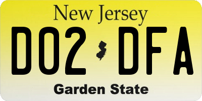 NJ license plate D02DFA