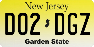 NJ license plate D02DGZ