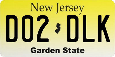 NJ license plate D02DLK