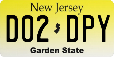 NJ license plate D02DPY
