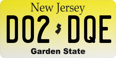 NJ license plate D02DQE