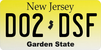 NJ license plate D02DSF