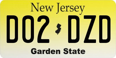 NJ license plate D02DZD