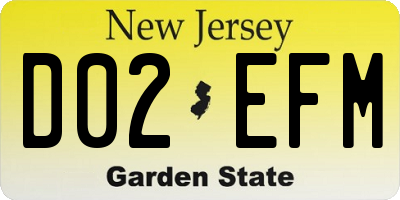 NJ license plate D02EFM