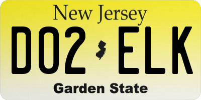 NJ license plate D02ELK
