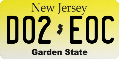 NJ license plate D02EOC