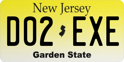 NJ license plate D02EXE