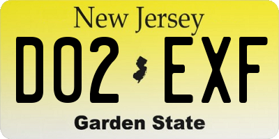 NJ license plate D02EXF