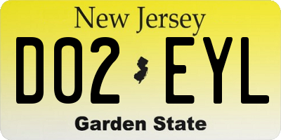 NJ license plate D02EYL