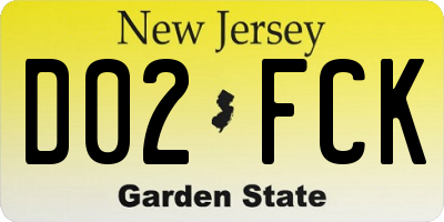 NJ license plate D02FCK