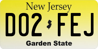 NJ license plate D02FEJ