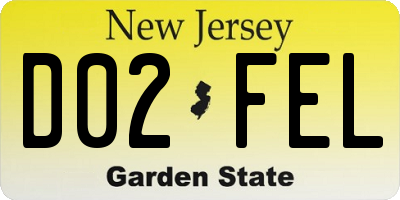 NJ license plate D02FEL
