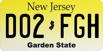 NJ license plate D02FGH