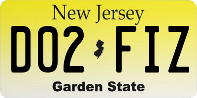 NJ license plate D02FIZ