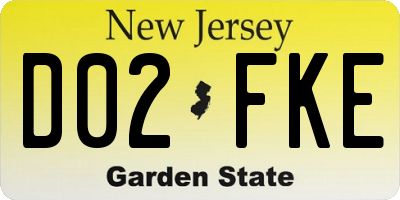NJ license plate D02FKE