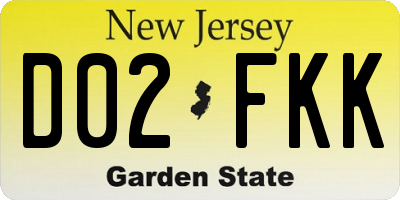 NJ license plate D02FKK