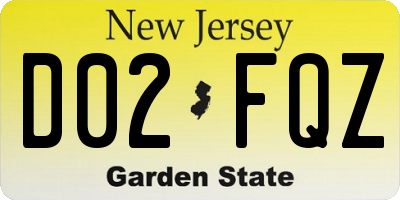 NJ license plate D02FQZ